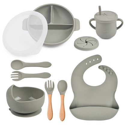 10-Piece Baby Silicone Tableware Set with Lid | BPA-Free
