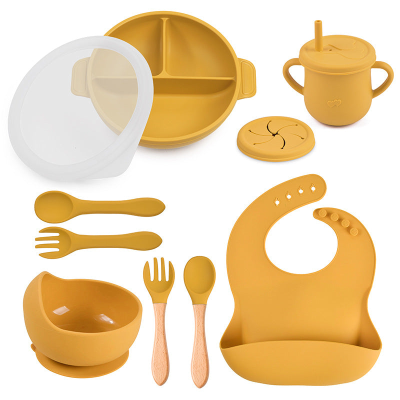 10-Piece Baby Silicone Tableware Set with Lid | BPA-Free