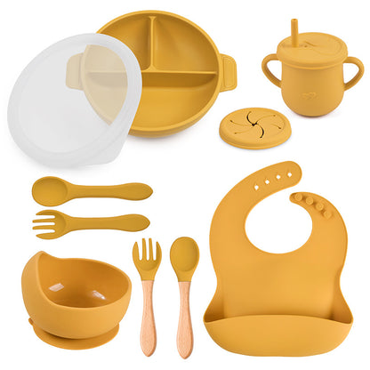 10-Piece Baby Silicone Tableware Set with Lid | BPA-Free
