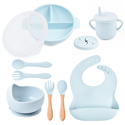 10-Piece Baby Silicone Tableware Set with Lid | BPA-Free