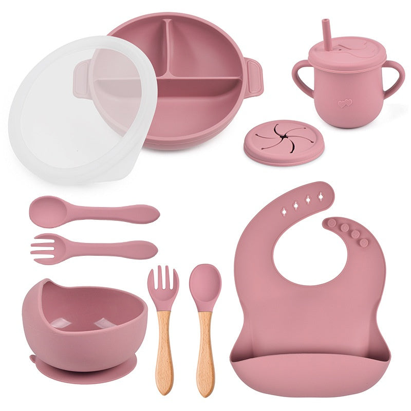 10-Piece Baby Silicone Tableware Set with Lid | BPA-Free