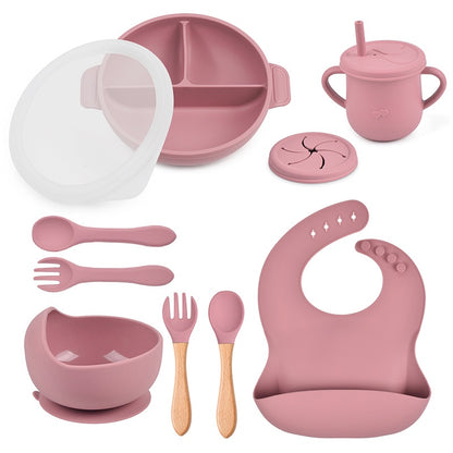 10-Piece Baby Silicone Tableware Set with Lid | BPA-Free