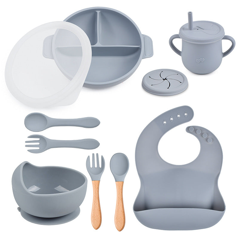 10-Piece Baby Silicone Tableware Set with Lid | BPA-Free