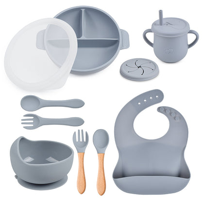 10-Piece Baby Silicone Tableware Set with Lid | BPA-Free
