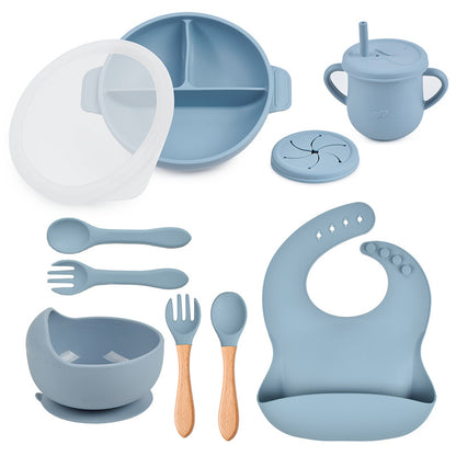 10-Piece Baby Silicone Tableware Set with Lid | BPA-Free