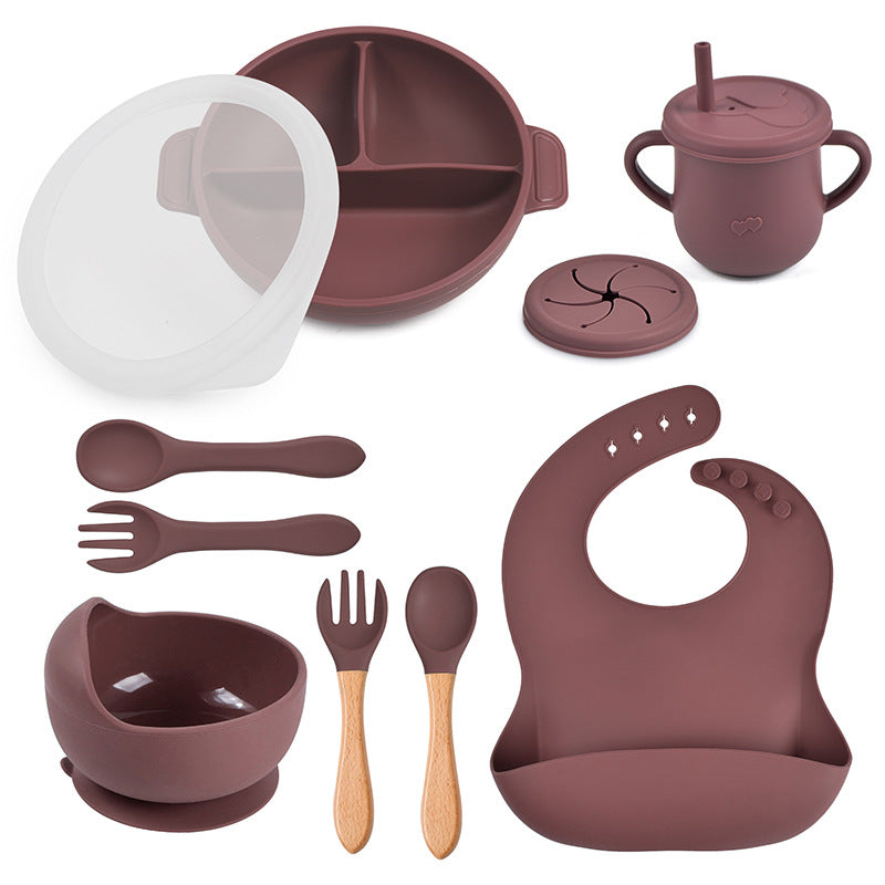 10-Piece Baby Silicone Tableware Set with Lid | BPA-Free