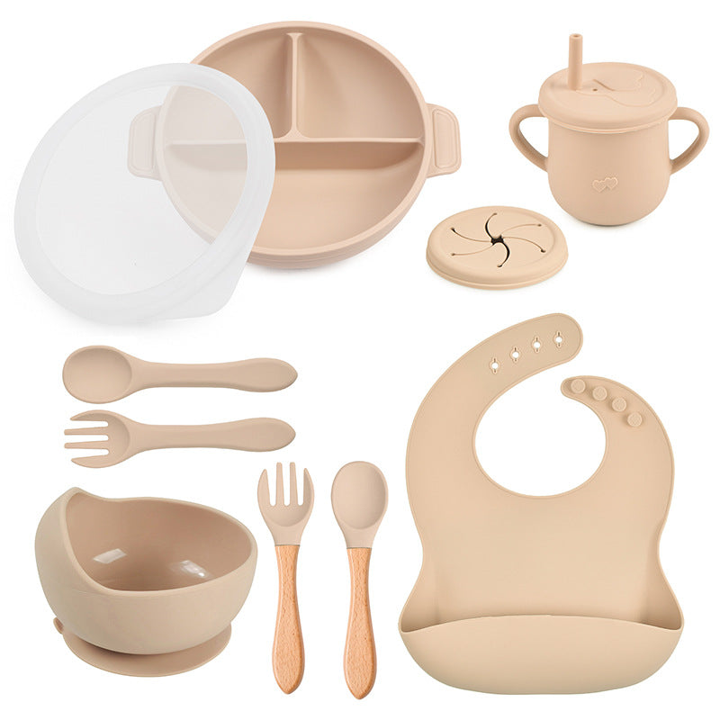 10-Piece Baby Silicone Tableware Set with Lid | BPA-Free