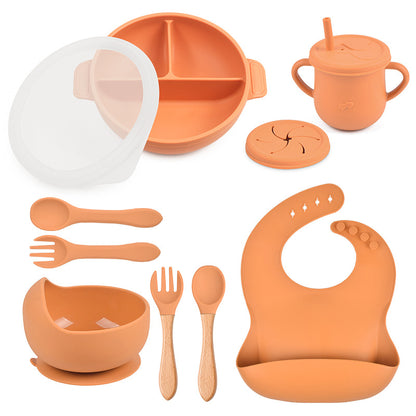 10-Piece Baby Silicone Tableware Set with Lid | BPA-Free